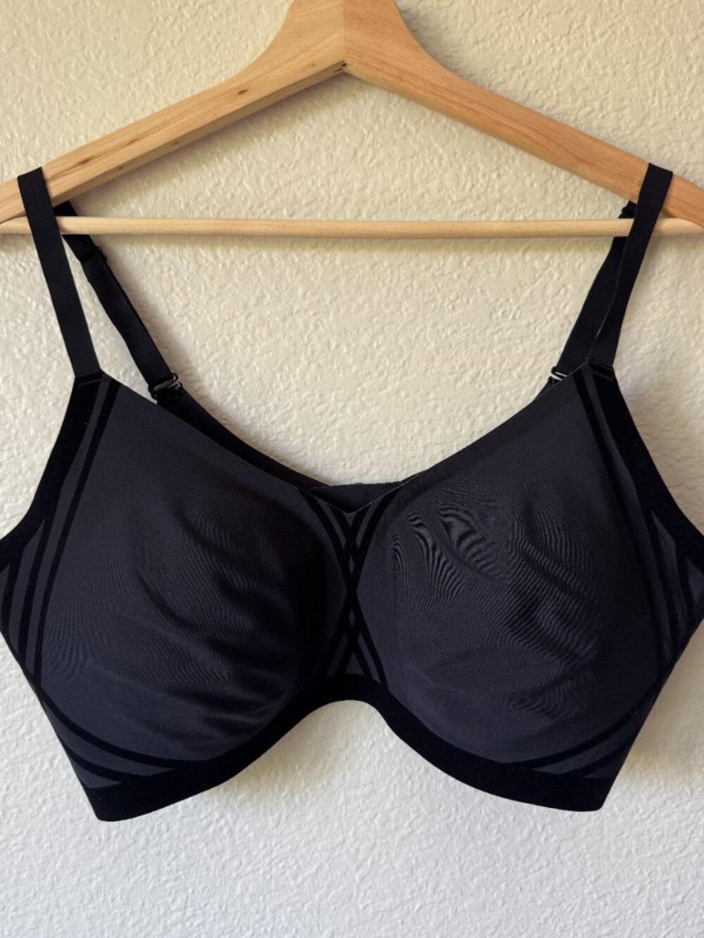 Honeylove Silhouette Bra 2X Black Smoothing Adjustable Velveteen Flocking Comfy